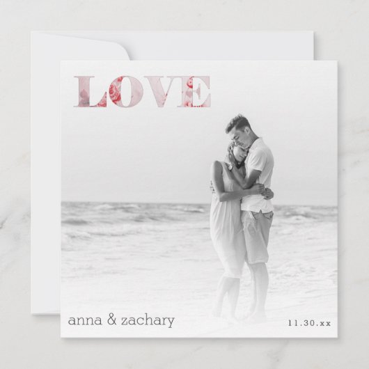 *~* LOVE Japanse Zijde + RSVP - QR AR27 Wedding Kaart (Voorkant)