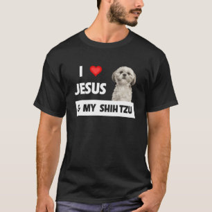 Love Jesus And My Shih Tzu Mom Dad Christian Dog T-shirt