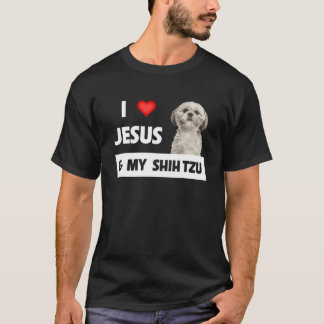 Love Jesus And My Shih Tzu Mom Dad Christian Dog T-shirt