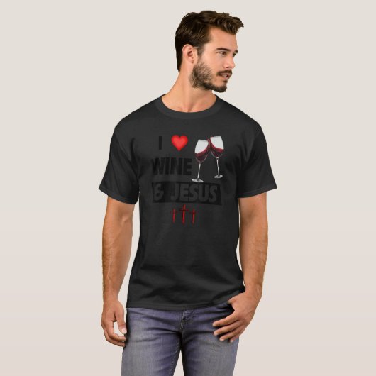 Love Jesus And Wine Christian Drinking Faith Su T-shirt (Voorkant volledig)