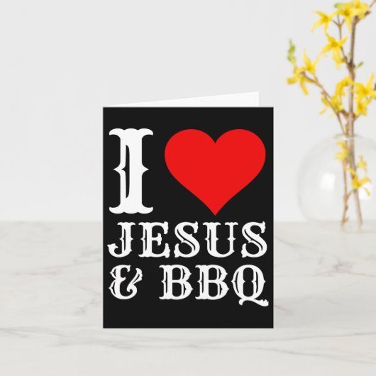 Love Jesus BBQ Trots Christelijk Voedsel Grill Vle Kaart (Gele Bloem)