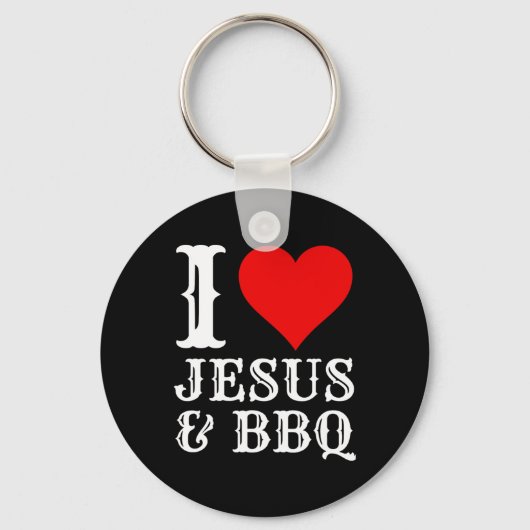 Love Jesus BBQ Trots Christelijk Voedsel Grill Vle Sleutelhanger (Voorkant)