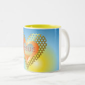 Love Jesus Tweekleurige Koffiemok (Voorkant rechts)