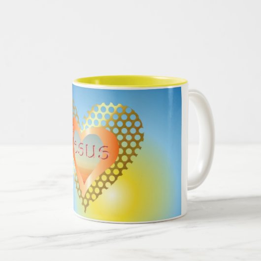 Love Jesus Tweekleurige Koffiemok (Voorkant rechts)