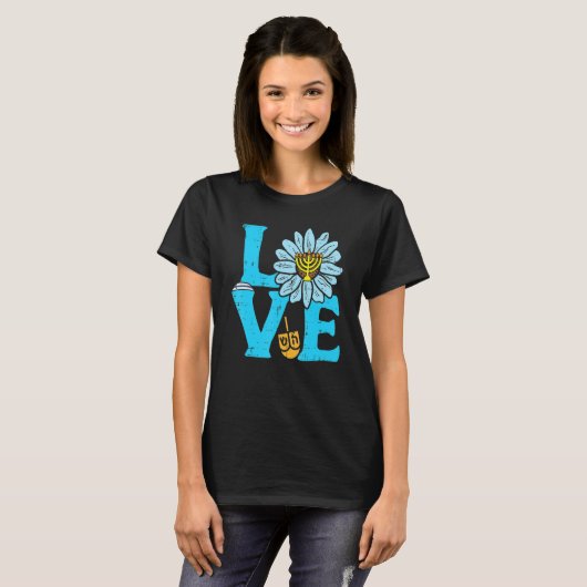 Love Jewish Daisy Hanukkah Pajamas Chanukah PJs Wo T-shirt (Voorkant volledig)