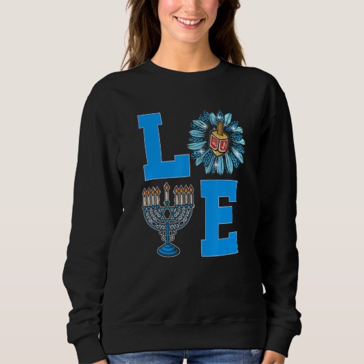 Love Jewish Daisy Hanukkah Pajamas Chanukah PJs Wo Trui (Voorkant)