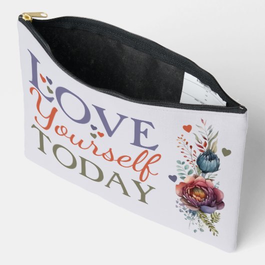 Love jezelf vandaag toevoegen initialen bloemencos etui (Open)