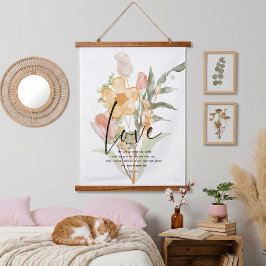 Love-John 3:16 oranje bloemig Hangend Wandkleed