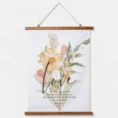 Love-John 3:16 oranje floral Hangend Wandkleed (Voorkant)
