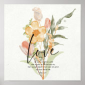 Love-John 3:16 oranje floral Poster (Voorkant)