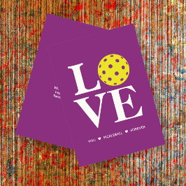 "LOVE Jou, Pickleball, Voor altijd" Frambozenkaart Feestdagenkaart