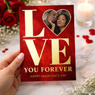 LOVE Jou Voor Altijd Kaart, Aangepaste Foto Valent Folie Feestdagenkaart