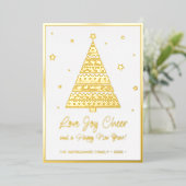 Love Joy Cheer Seasons Greetings Gold Folie Feestdagenkaart (Staand Voorkant)
