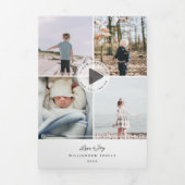 Love & Joy Familie Foto's QR Code Video Boodschap Drieluik Wenskaart (Cover)