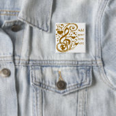 Love & Joy-Gold_ Vierkante Button 5,1 Cm (In situ)