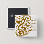 Love & Joy-Gold_ Vierkante Button 5,1 Cm (Voorkant /achterkant)
