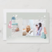 Love Joy Hope Pastel Kerstmis Forest 3 Foto Feestdagenkaart (Voorkant)