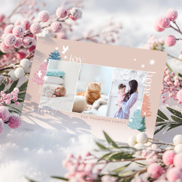 Love Joy Hope Pastel Kerstmis Forest 3 Foto Feestdagenkaart