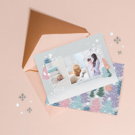 Love Joy Hope Pastel Kerstmis Forest 3 Foto Feestdagenkaart
