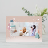 Love Joy Hope Pastel Kerstmis Forest 3 Foto Folie Feestdagenkaart (Staand Voorkant)
