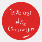 Love & Joy komt naar uw kerstfeest Ronde Sticker (Voorkant)