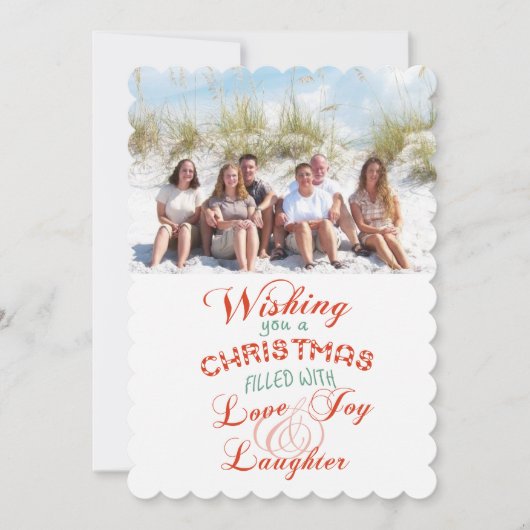 Love Joy Laughter kerstfoto Flat Card Feestdagenkaart (Voorkant)