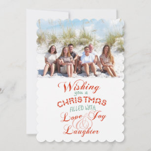 Love Joy Laughter kerstfoto Flat Card Feestdagenkaart
