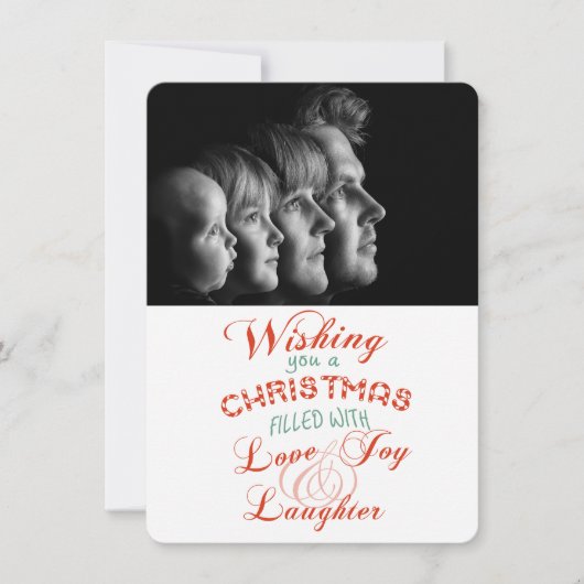 Love Joy Laughter kerstfoto Flat Card Feestdagenkaart (Voorkant)