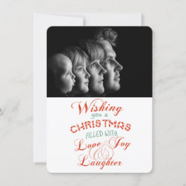 Love Joy Laughter kerstfoto Flat Card Feestdagenkaart