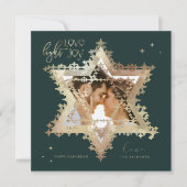 Love Joy Light Elegant Gold Star van David Photo Feestdagenkaart (Voorkant)