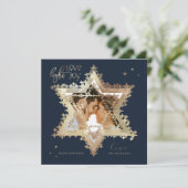 Love Joy Light Elegant Gold Star van David Photo Feestdagenkaart (Staand voorkant)