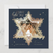 Love Joy Light Elegant Gold Star van David Photo Feestdagenkaart (Voorkant)