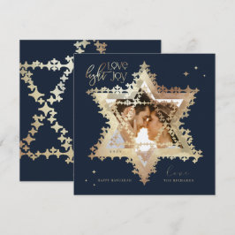Love Joy Light Elegant Gold Star van David Photo Feestdagenkaart