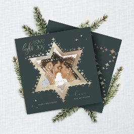 Love Joy Light Elegant Gold Star van David Photo Feestdagenkaart