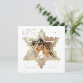Love Joy Light Elegant Gold Star van David Photo Feestdagenkaart (Staand voorkant)