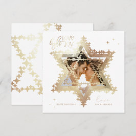Love Joy Light Elegant Gold Star van David Photo Feestdagenkaart