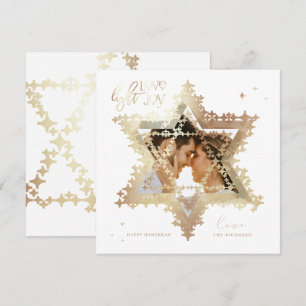 Love Joy Light Elegant Gold Star van David Photo Feestdagenkaart
