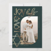 Love Joy Light Star van David Happy Hanukkah Foto Feestdagenkaart (Voorkant)
