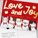 Love & Joy Modern Funny Cute Cats Caroling Folie Feestdagen Briefkaart<br><div class="desc">Carol van de katten. Dit is het seizoen,  om mawy te zijn. Hier te vinden op: http://www.zazzle.com/selectpartysupplies</div>