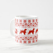 Love Joy Peace Brittanys Feestelijke Kersthonden Koffiemok (Voorkant links)