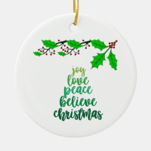 **LOVE/JOY/PEACE* CHRISTMAS CERAMIC ORNAMENT