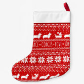 Love Joy Peace Corgis Cute Festive Holiday Kleine Kerstsok (Achterkant)