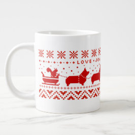 Love Joy Peace Corgis Festive Kerstfeestdag Grote Koffiekop