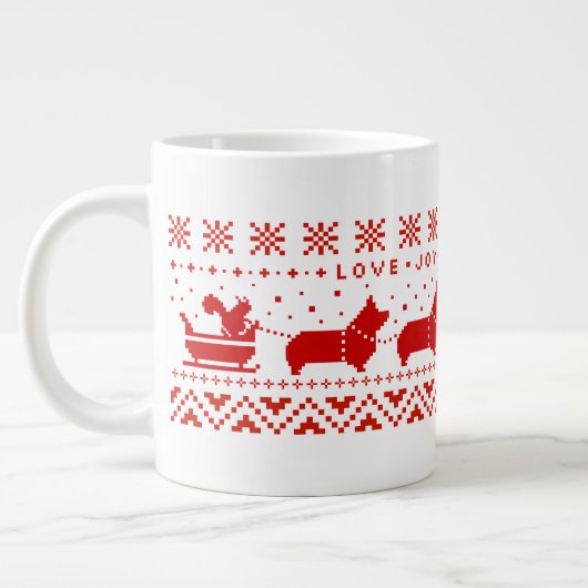Love Joy Peace Corgis Festive Kerstfeestdag Grote Koffiekop (Links)