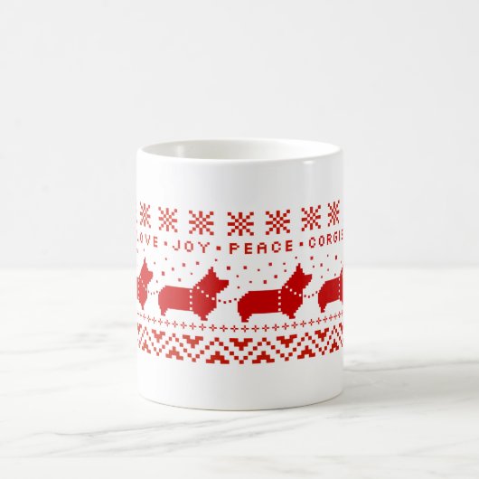 Love Joy Peace Corgis Festive Kerstfeestdag Koffiemok (Center)