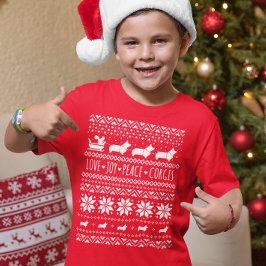 Love Joy Peace Corgis Festive Kerstfeestdag T-shirt