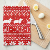 Love Joy Peace Corgis Festive Kerstfeestdag Theedoek (Quarter Fold)