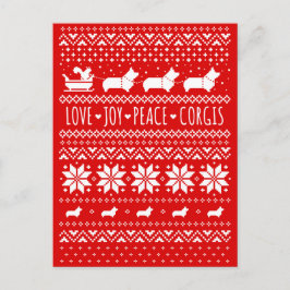Love Joy Peace Corgis Festive Kerstmis Feestdagenkaart