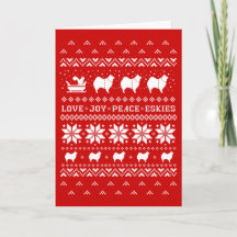 Love Joy Peace Eskies Cute Dogs-kerstkaart