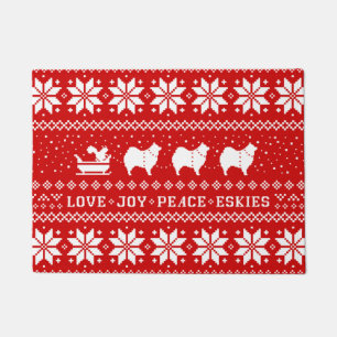 Love Joy Peace Eskies Dogs Kerstfeestdag Deurmat